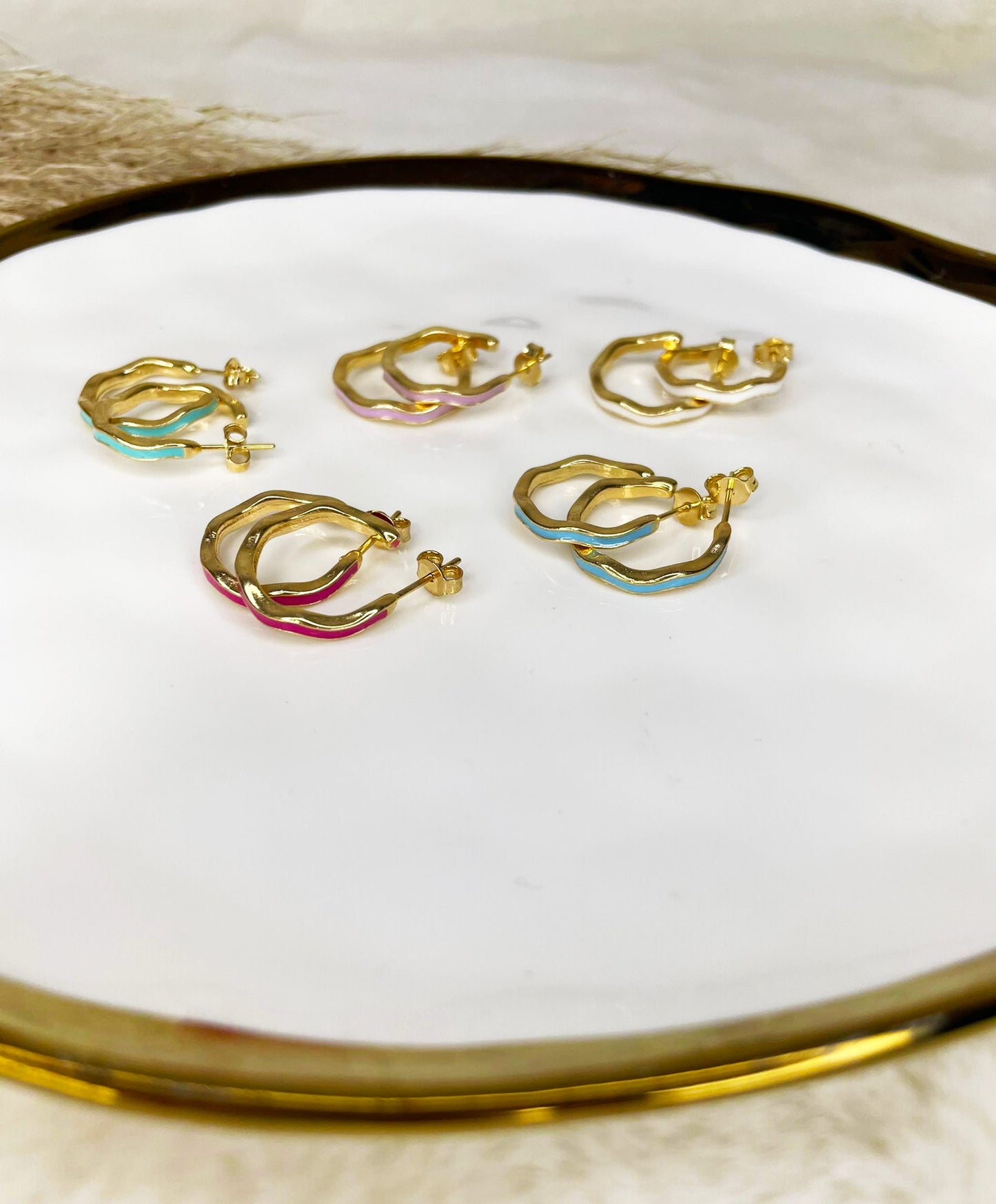 Enamel Hoop Earrings (Various Colors)