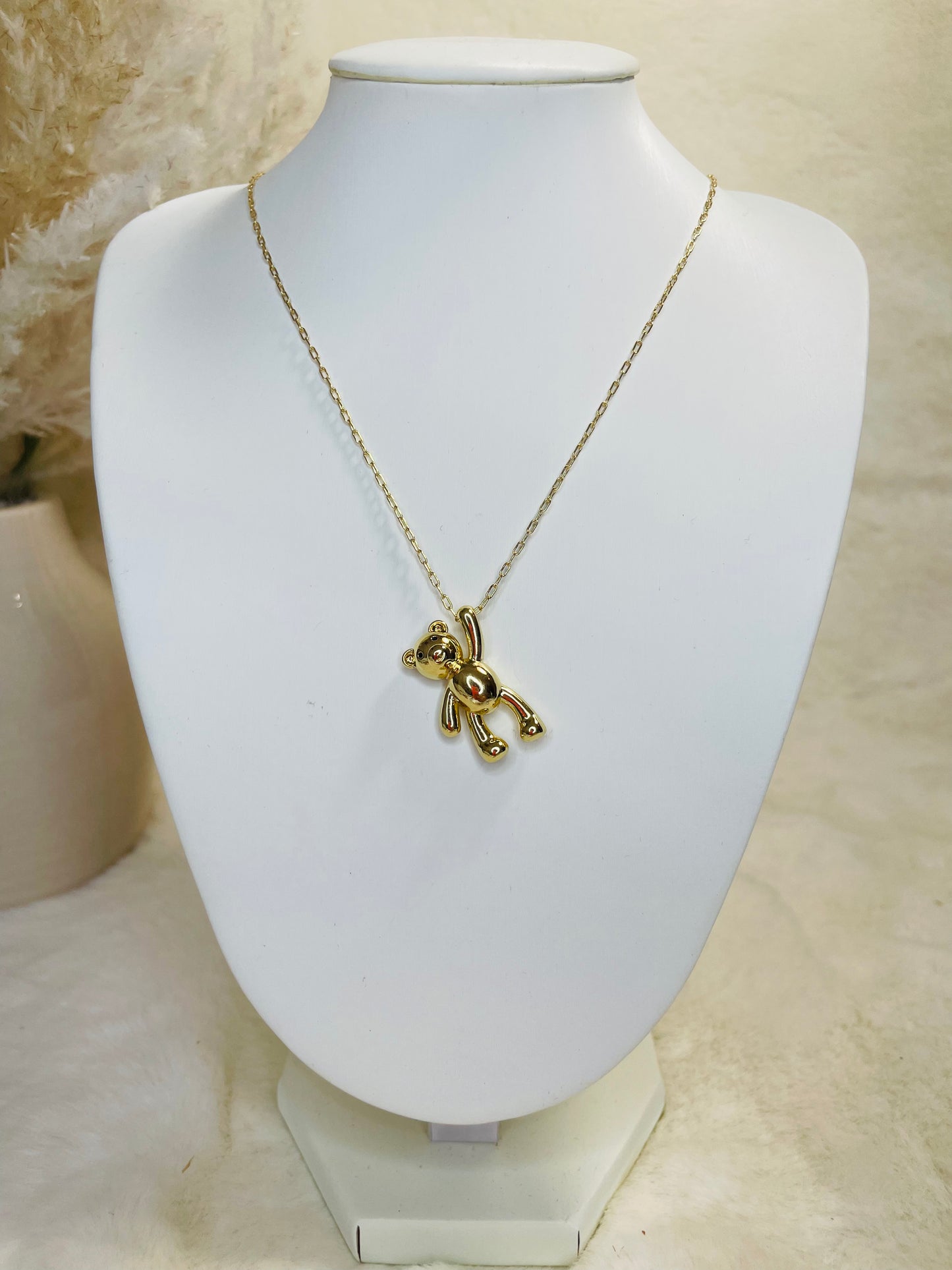 Golden Teddy Bear Necklace